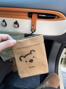 Túi Đựng Đồ Dễ Thương Hình Gấu Cho Ô Tô Túi Đựng Rác Lá Dán Có Thể Giặt Được Túi Đựng Đồ Dùng Trong Xe Hơi Bằng Giấy Bò