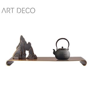 New Chinese Style Metal Decorative Tray Living Room Entrance Desk Tea Set Storage Sample Room Zen Soft Decoration Accessories