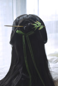 Original Bionic Real Bamboo Pole Bamboo Leaf Raindrops Can Updo Pin New Daily Antique Traditional Han Clothing Accessories National Style Hair Accessories