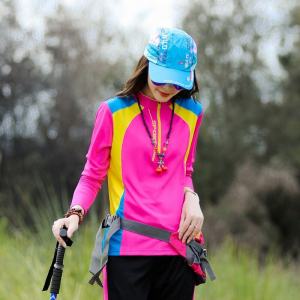 Áo Thun Nhanh Khô Ngoài Trời Cho Nữ Tay Dài Cổ Đứng Thể Thao Thoáng Khí Chống Nắng Mùa Xuân Thu Quần Áo Leo Núi Đi Bộ