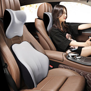 Car Memory Foam Headrest Set Car Neck Pillow Car Lumbar Waist Cushion Waist Support Car Seat Pillow