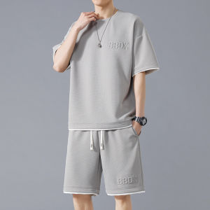 ชุดกีฬาลำลองสำหรับผู้ชาย ชุดแขนสั้น กางเกงขาสั้น ฤดูร้อน 2025 ใหม่ ชุดกีฬาสำหรับผู้ชาย ชุดลำลอง ขนาดใหญ่ ชุดกีฬาทั้งชุด
