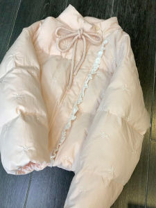 Áo Khoác Cotton Dày Màu Hồng Cổ Đứng Phong Cách Hàn Quốc Thường Ngày Dài Tay Màu Trơn Mùa Đông Cho Nữ