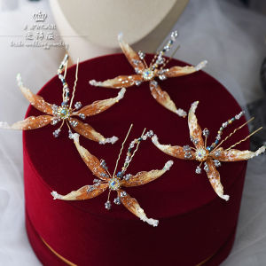 Love Poem Handmade Butterfly Flower Hairpin Wedding Bride Traditional Chinese Style Hair Accessories Alloy Embedded Artificial Gem