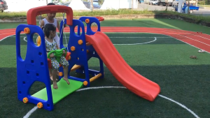 Upgraded 3-in-1 Kids Slide Swing and Basketball Toy Set Outdoor Backyard Climber for Toddlers Children Eco-Friendly PE Material Encourages Physical Activity & Balance Coordination Bright Colors