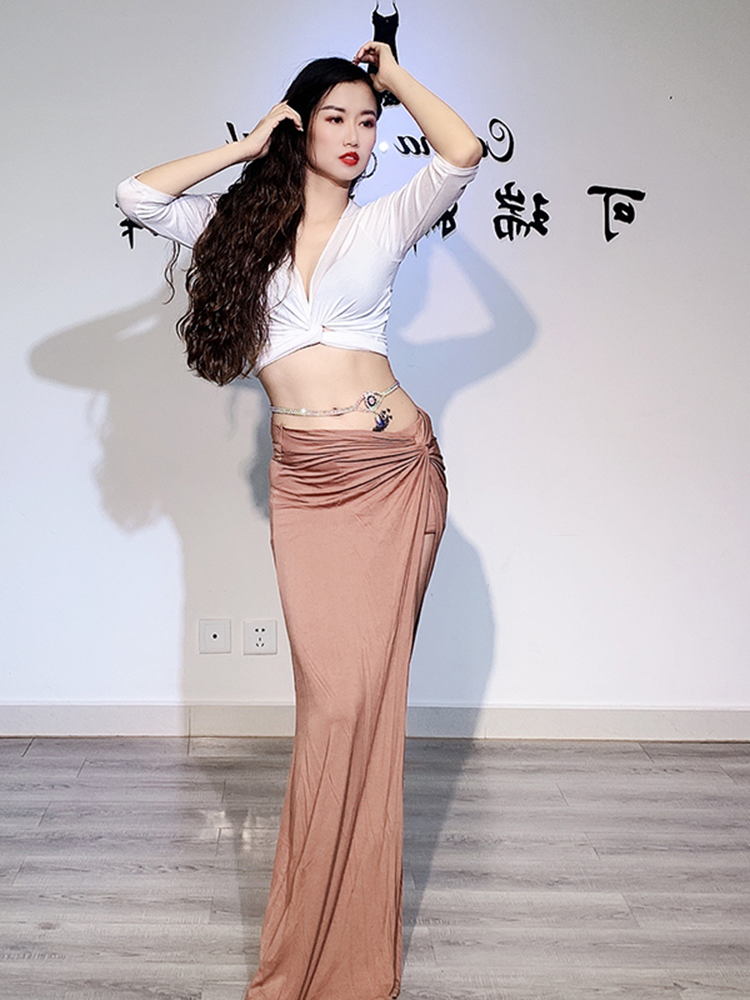 White Modal Belly Dance Practice Suit Set Eastern Dance Womens Style Fitness Gymnastics Costume Performance New Model