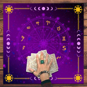 VIKAMA Thiên Mặt Trời Mặt Trăng Tarot Đọc Bói Toán Khăn Trải Bàn Witchy Bầu Trời Đầy Sao Bàn Thờ Thảm Bói Toán Chiêm Tinh Học Hiện Đại Trang Trí Nhà Cửa