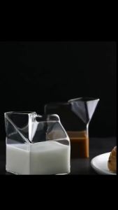 KEMORELA 1/2PCS Creative Milk Box Cup Transparent Glass Water Bottle for Juice Coffee Tea Milk Suitable as a Birthday Gift
