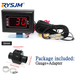 RYSJM | Universal 0-120 Celsius Digital Water Temperature Gauges with Sensor Car Thermometer Vehicle Temperature Meter Monitor Adpater