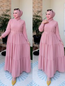 EM Gamis Set Ceruty + Pasmina Free Bross & Belt