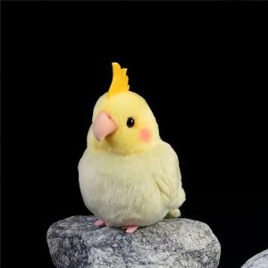 Lifelike Yellow Cockatiel Plush Toy 5.9 Inch Soft Parrot Keychain Pendant Cute Bird Bag Pendant Gift Decoration