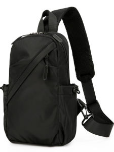 Spring New Fashionable Mens Casual Leather Shoulder Crossbody Bag Simple Minimalist Design Youth Zipper Closure Oxford Cloth