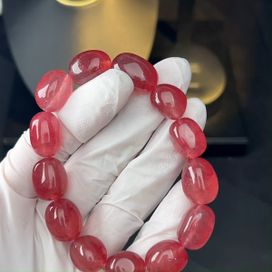 TIMESWIND Authentic Natural Strawberry Quartz Barrel Beaded Crystal Women Bracelet Fashion Jewelry for Gift with Certificate