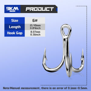 9KM 10Pcs 4X Strong Fishing Treble Hooks High Carbon Steel Triple Hooks Saltwater Freshwater