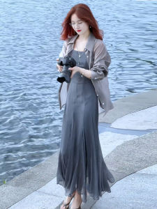 Bộ Váy Hai Mảnh Thời Trang Mùa Hè Cho Nữ Áo Chống Nắng Váy Dài Bộ Đồ Hai Mảnh Váy Chữ A Quần Áo Làm Việc