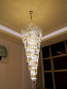 【Free gift】Tri-colors Crystal Glass Lighting Stair Chandelier Modern Deusign LED Indoor Light Kitcheirn Lamps Stair Lights for Ceiling