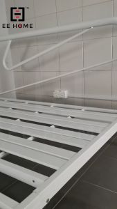 LAMOISON 3V Powder Coat Metal Double Bed Frame Katil Queen Besi Queen Bed Frame Queen Size White/Copper 双人床 - GT9021SB