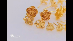 [VJ]Earring "Floral" Studs Earrings 999.9 Bangkok Gold Plated Earrings <EF> <Subang Bunga Paku>
