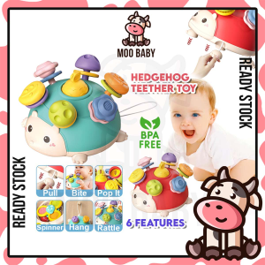 Moo Baby Hedgehog Teether Toy Baby Bites Toys Rattle Toys for Baby Toy Infant Toys Mainan Baby Newborn Mainan Baby 6 Bulan 宝宝玩具