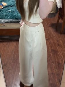 Quần Ống Rộng Màu Trắng Cạp Cao Phong Cách Mỹ Cho Nữ Mùa Hè Mới Rộng Rãi Quần Dài Ống Đứng Quần Dài Thường Ngày Thời Trang