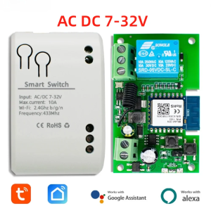 Tuya Relay Board WiFi Remote Breaker Control 1CH Telecontrol Switch Controller 12V 24V 220V NO NC COM Module Support RF433 Alexa