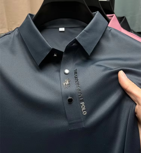 High end brand short sleeve mens polo shirt summer fashion pony letters hot selling embossed ice silk casual business T-shirt