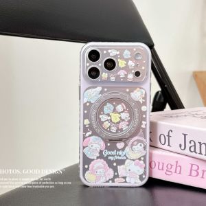 Sanrio | Luxury Magnetic Wireless Charging Stand Sanrio Hello Kitty Case For iphone 17 16 15 Pro Max Cute Cartoon Shockproof Phone Cover