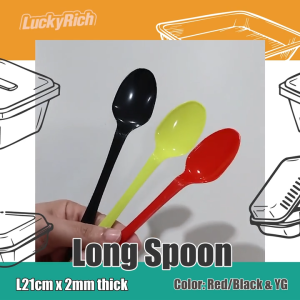 LuckyRich - Long Spoon - YellowGreen / Red & Black - Disposable 100pcs for Party and Event needs