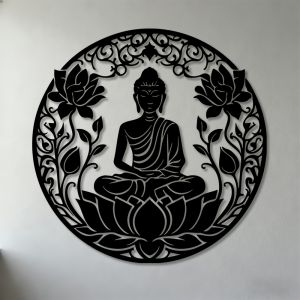 CIFbuy | Brand 2D Flat Buddha Lotus Mandala Metal Wall Art Meditation Iron Decor Zen Minimalist Home