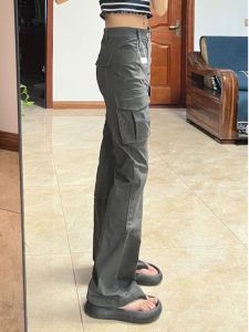 เอวสูงขยายความยาวเสื้อผ้าทํางานอเมริกันกางเกงผู้หญิงวัสดุผ้าฝ้ายความหนาปกติสไตล์ลําลอง