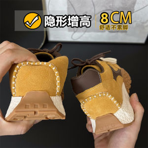 Invisible Heightening 8cm Yellow De Xin Womens Shoes 2025 New Thick Bottom Casual Sports Dad Shoes Fashionable Comfortable
