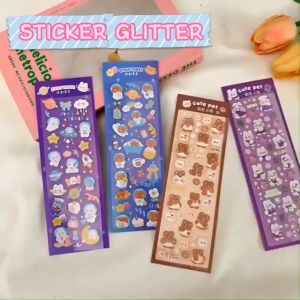 STIKER LASER SINGLE GLITTER HOLOGRAM MOTIF RABBIT BEAR BUBBLE CUTE LUCU WATERPROOF MODEL KOREA