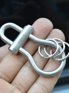 Handmade Stainless Steel Car Key Ring with Lock Buckle Large Capacity Triple Ring Creative Gift for Men Festive Supplies