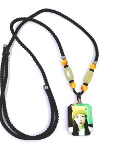 สร้อยคอคริสตัลเซฟีตัวร่วมสำหรับคู่รัก DIY ชุบเงิน เครื่องประดับแฟชั่นสำหรับผู้ชายและผู้หญิง รูปภาพชื่อ วินเทจ เครื่องประดับมังกร เครื่องประดับโซ่หยดน้ำ