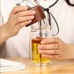 Botol Tumbler Saringan Teh 230 ml Kaca Ganda Borosilicate BPA Free Tea Infuser One Two Cups
