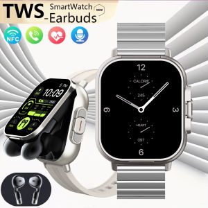 NFC BT Call Headset 2 in 1 Smart Watch Headphone Watches Heart Rate Sport Bracelet TWS Earphone Music Smartwatch for Android iOS