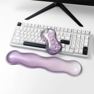 Silicone Gel Ergonomic Keyboard Mouse Wrist Rest Set Clear Pad for 60%/68%/75% Keyboard Soft Wrist Support Cushion for Typing