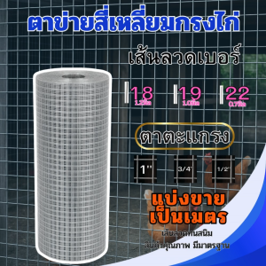 ตาข่ายสี่เหลี่ยม กรงไก่ ลวดชุบกัลวาไนซ์ เบอร์18/19/22 ช่อง 1” 3/4” 1/2” กันสนิม แข็งแรง ตัดแบ่งขายเป็นเมตร เหมาะทำรั้ว กรงสัตว์