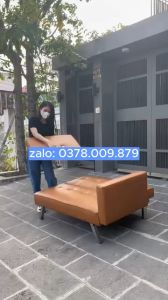 Mẫu Ghế Sofa Bed ( Ghế Giường Thông Minh Đa Năng ) Gấp Gọn Có Tay Vịn Nhỏ Xinh Mini Dài Phủ Bì 1m4 Màu Nâu Sang Trọng