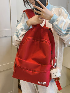 กระเป๋าเป้สะพายหลังผ้า Oxford สีแดง น้ำหนักเบา สำหรับนักเรียนมัธยมปลายและนักศึกษาวิทยาลัย กระเป๋าสะพายไหล่แบบสองข้าง กระเป๋าใส่ของใช้ประจำวัน