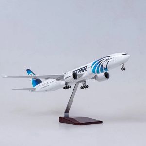 Mô Hình Máy Bay Egypt Air B777 Tỷ Lệ 1/160 47cm Có Đèn LED & Đế Bánh Xe Chất Liệu Nhựa Resin Quà Tặng Cho Người Đam Mê Hàng Không