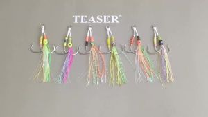 TEASER 2PCS/BAG Slow Pitch Jig Single Hook & Double Hook Hand-Tied with PE Line Luminous Glow-in-the-Dark Lure Hook