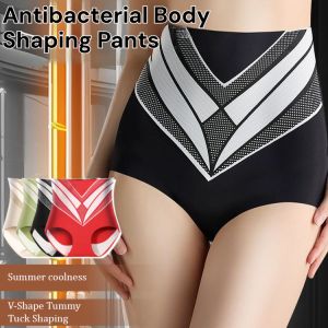 Women Lace High Waist Hip Lift Body Shaping Abdomen Seamless High Elastic Breathable Antibacterial Solid Color Underwear女士高腰无痕抑菌内裤