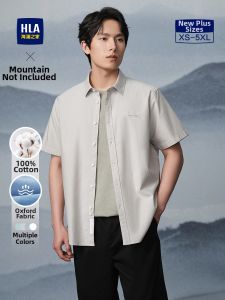 HLA | Áo Sơ Mi Cổ Oxford Cotton Sạch Tinh Khiết Tay Ngắn Dành Cho Mùa Xuân và Hè Nam