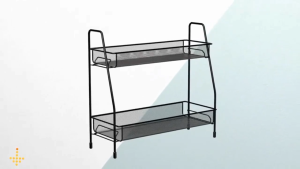 Spice Rack Organizer for Counter top Space Saving 2 Tier Metal Shelf Stand for Office Kitchen Pantry Bathroom Keimav