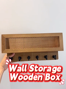 SOFTHOME Wall Mounted Key Holder Entryway Wooden Key Holder Multifunctional Cabinet Wall Organiser
