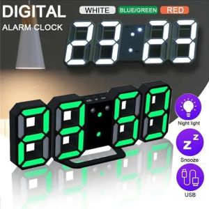 3PCS Digital Clock Wall Decor Smart 3D Alarm Clock Led Kitchen Office Table Desk Alarm Temperature Clock