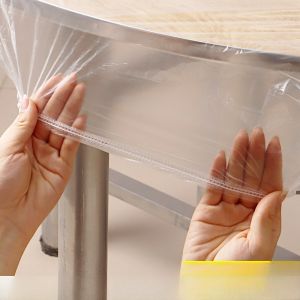 Disposable Plastic Tablecloth Rectangular round Table Elastic Edge Large Street Food Stall Red Film Tablecloth Commercial Use