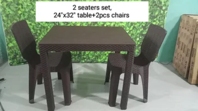 RATTAN TABLE AND CHAIRS