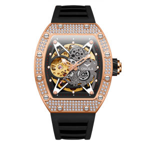 ONOLA Luxury Fashion Watch Hollow Out Fully Automatic Waterproof Mens Mechanical Watch With Diamond